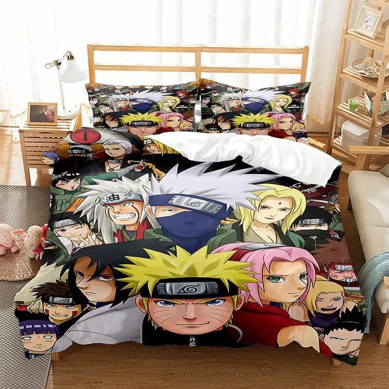 Naruto Series Three-piece Duvet Cover Digital Printing Brushed Two-piece Set Children's Cartoon Anime Quilt Cover