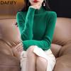Women's Fashion Casual Fall Winter Solid Color Print Long Sleeve Half Turtleneck Sweaters