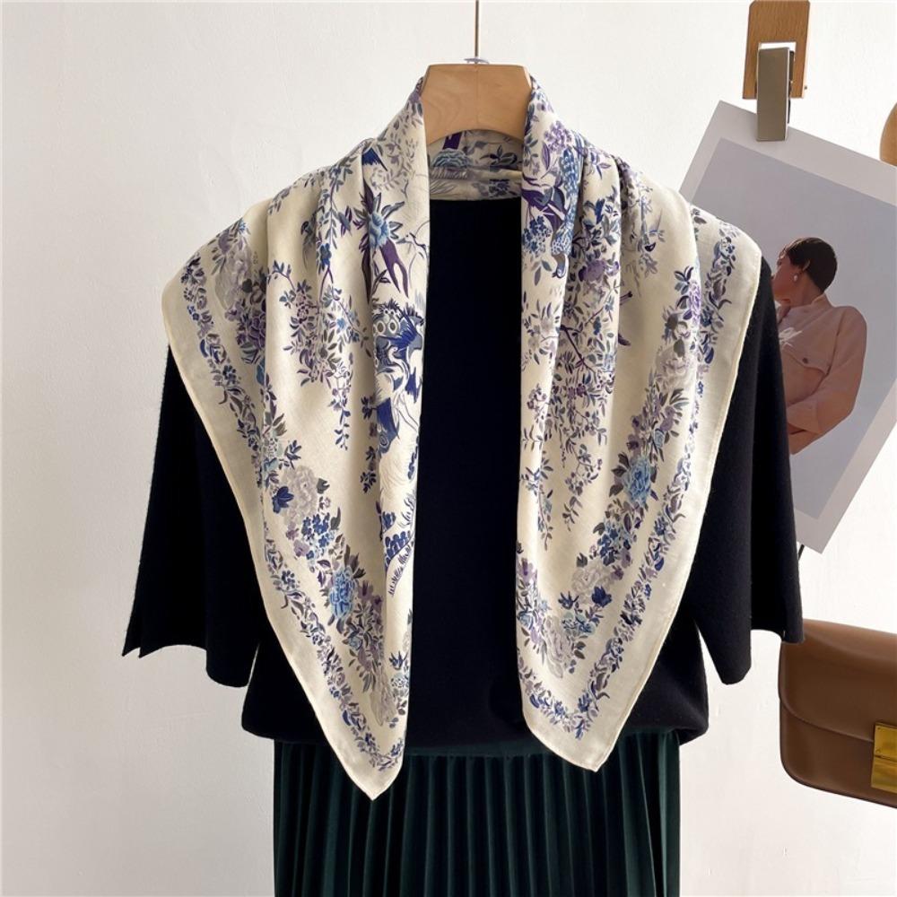 Floral Print Square Scarf Breathable Lady Scarves Headband Fashion Handkerchief