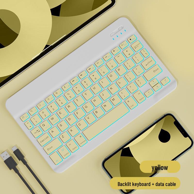 Bluetooth-клавиатура с RGB-подсветкой и бесшумная беспроводная мышь для iPad, Huawei и планшетов
