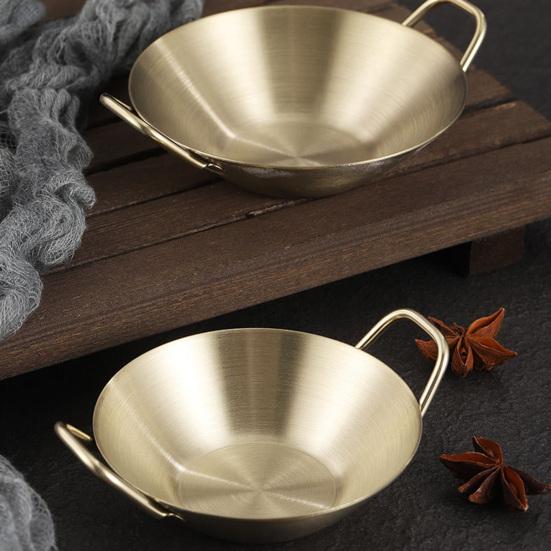 Блюдо для соуса Нержавеющее Устойчивое к падению антипригарное покрытие Зеркальная полировка Легко чистится Хранение Эргономичная ручка из нержавеющей стали