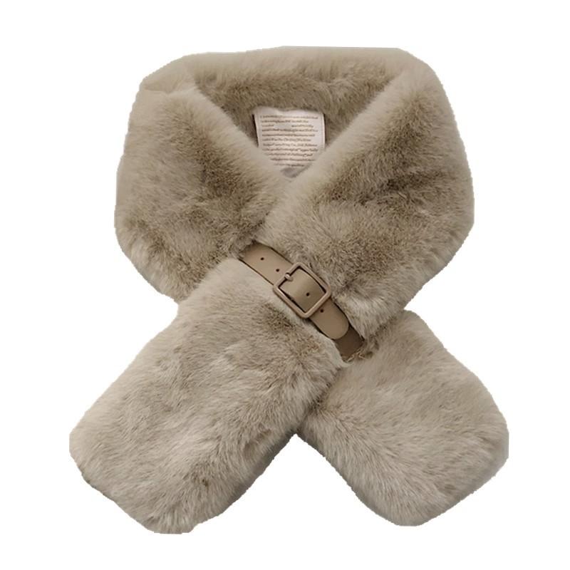 Шарф женский зимний теплый корейский вариант модный универсальный студенческий шарф кролик рекс плюшевый утолщенный крест японский шарф