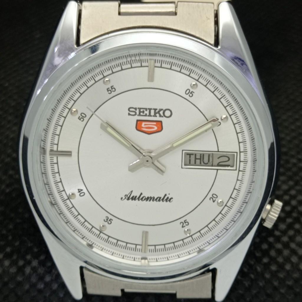 ВОССТАНОВЛЕННЫЕ ВИНТАЖНЫЕ МУЖСКИЕ ЧАСЫ SEIKO 5 AUTOMATIC JAPAN D/D SILVER 593a-a311253-2