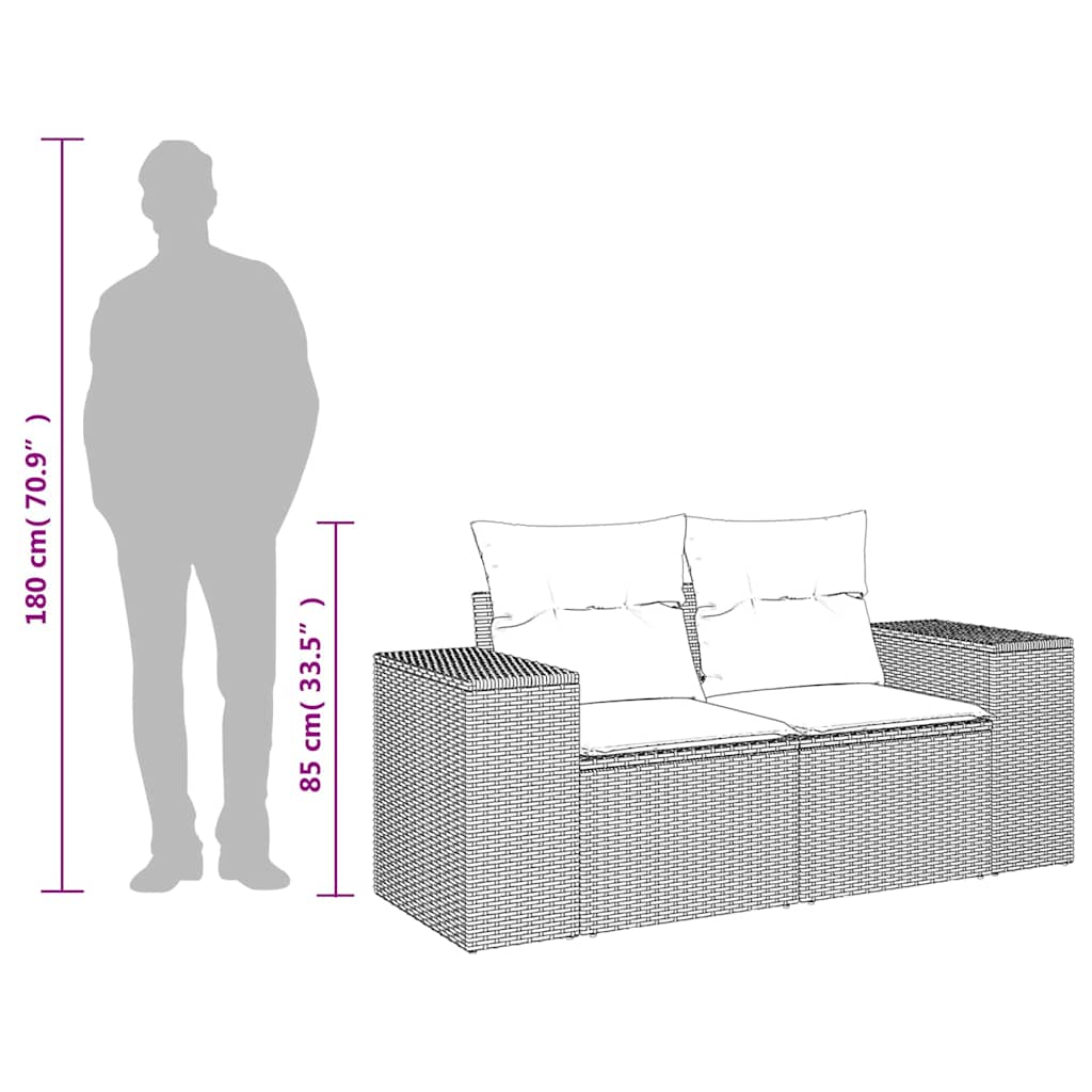 Vidaxl Sofa Ogrodowa Z Poduszkami, 2-Osobowa, Brązowa, Polirattan