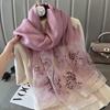 Luxury Brand Silk Wool Women Scarf Embroidery Shawl and Wraps Foulard Female Hijab Bandana Scarves for Lady Flowers Beach Stoles