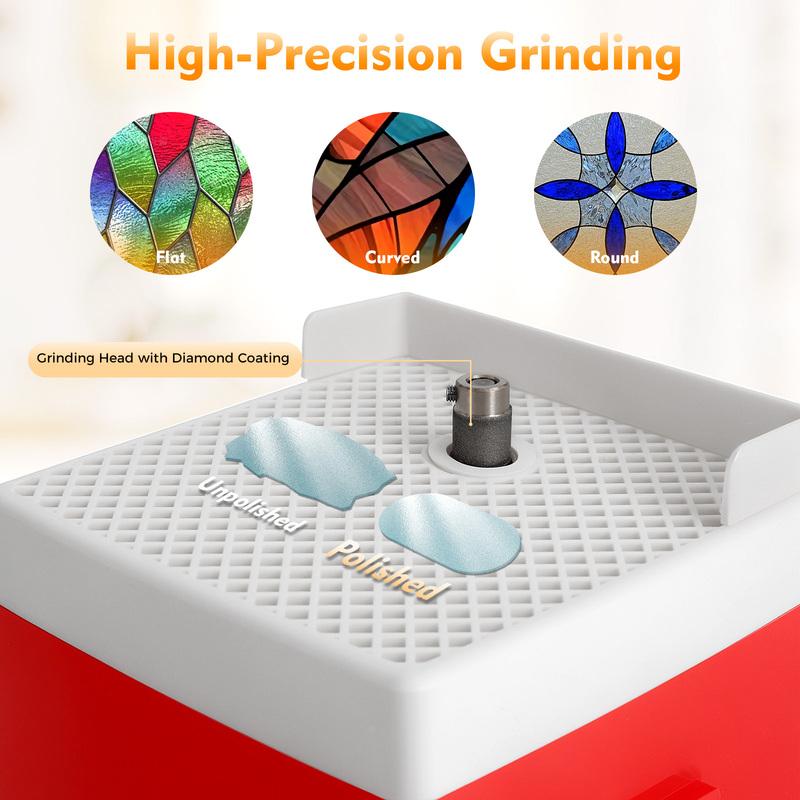 Stained Glass Grinder, Mini Grinder Tool Portable Automatic, 65W 110V Grinder, Fits for Polish Glass, Ceramics, Jade, and Stone