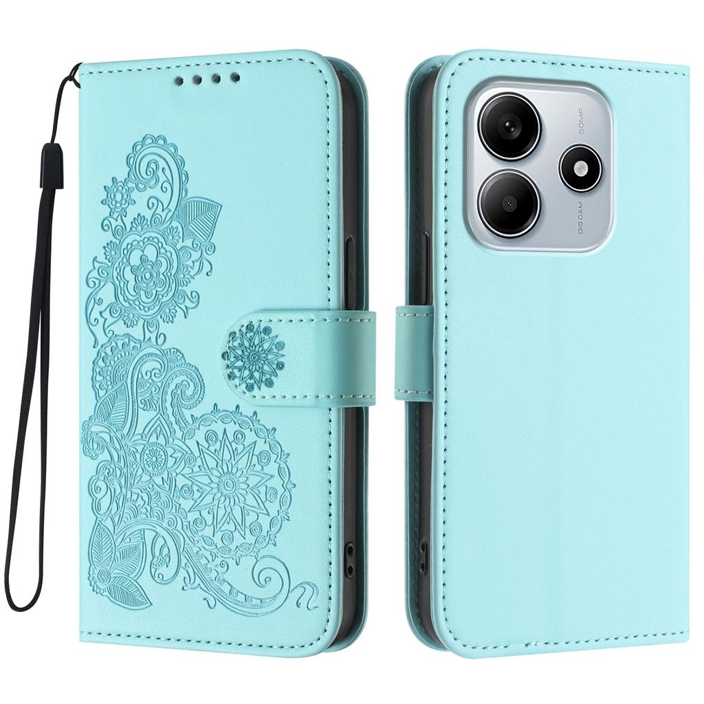 For Xiaomi Redmi Note 14 4G (163.25x76.55x8.16mm) Phone Cases Mandala Flower Leather Wallet Mobile Cover with Strap