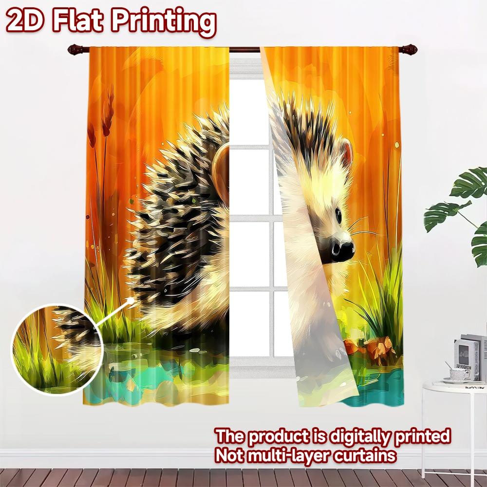 2D flat Photography Backdrop Scene Tapestry Cute Hedgehog in Field 100% Polyester Festive Holiday for Suitable for parties