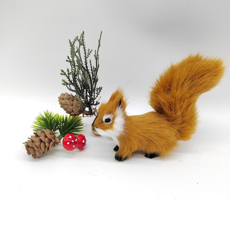 1Pcs Mini Plush Simulation Squirrel Ornament, Artificial Squirrel Figurine Fake Animal for Christmas Table Decoration