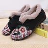 2025 New Women's Short Plush Warm Winter Cotton Shoes, Ethnic Embroidery Round Toe Flat Shoes, Anti Slip Retro Mom Shoes