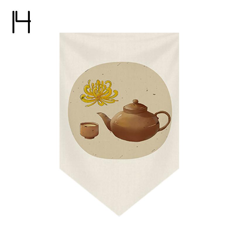 Japanese Tea Room Partition Door Head Curtain Signboard Chinese Style Hanging Short Curtain Restaurant Teahouse Decor Pennant