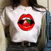 New Fashion Women Tshirt Watercolor Lips Printed Tops Tee Casual Short Sleeve Female Tee Shirts Harajuku Graphic T-Shirts Femme