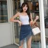Женская джинсовая юбка-шорты с высокой талией в корейском стиле с кисточками и элементами латиноамериканских танцев