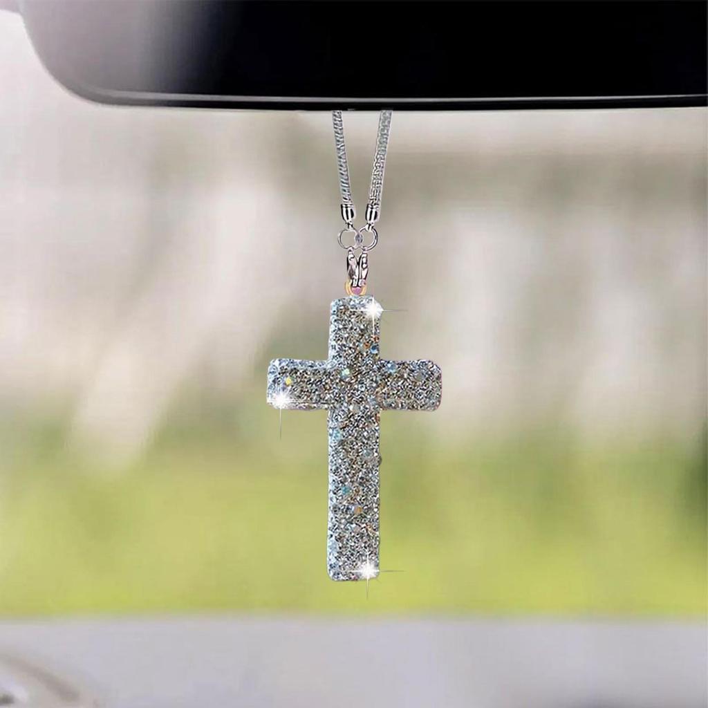 Car Pendant Bling Car Rear View Mirror Hangable Pendant Christian Religious Ornament Accessories For Auto Interior Home Living