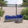VidaXL Garden Lounge Set 5 Pcs with Grey Cushions Wicker, Outdoor Sofa Set, Garden Corner Sofa, 3308375