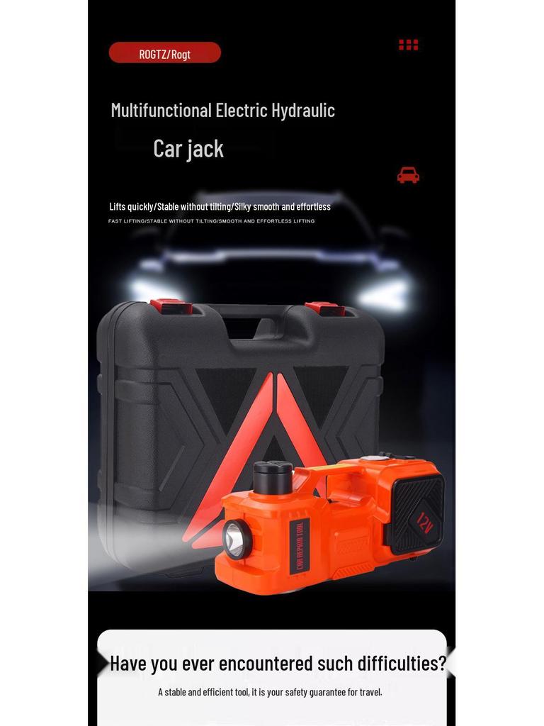 Автомобильный электрический домкрат 5 тонн с набором, 12В воздушным насосом и ключом