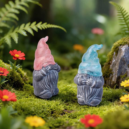 3 Pcs Gnome Garden Hear See Speak Stakes Resin Miniature No Evil Gnome