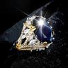 Доминирующее судебное стиль двухцветное кольцо женское, лошадиный глаз овальный имитация сапфира ювелирные изделия TikTok новое