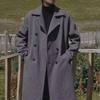 Men's Mid-Length Double-Breasted Wool Coat with Suit Collar