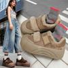 Флис толстая подошва уродливые милые большеголовые туфли женские зимние новые пушистые теплые туфли-хлеб на липучке хлопковые туфли