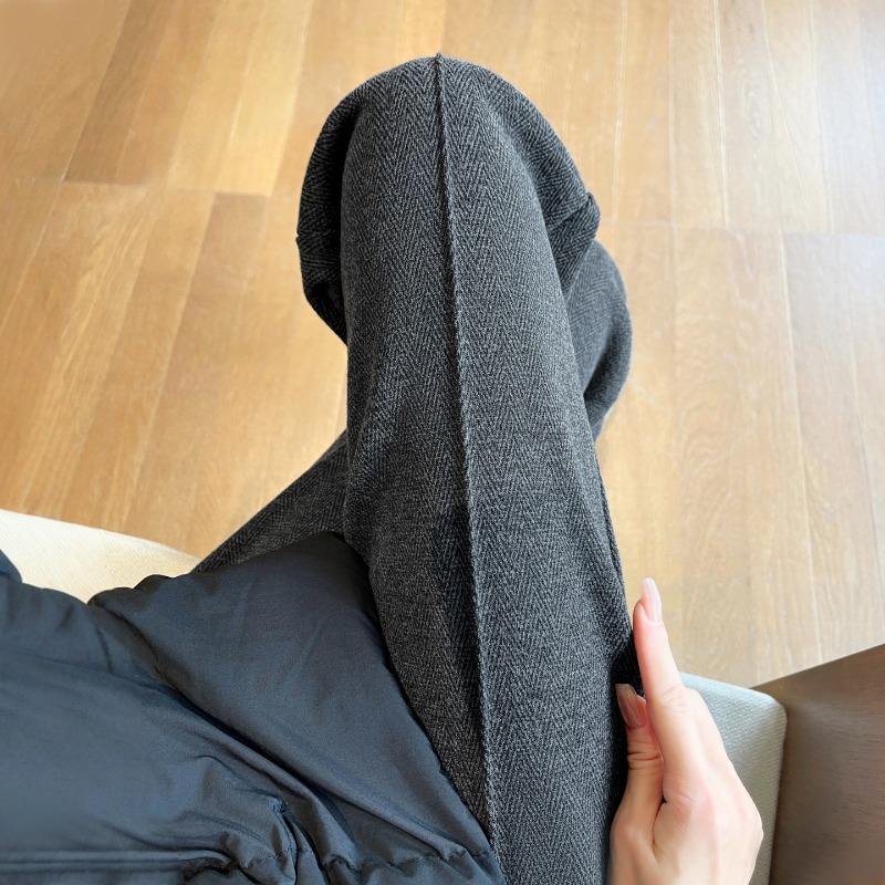 Текстурированные шерстяные брюки широкого кроя женские новые осенне-зимние бархатные повседневные узкие прямые брюки из маленькой шерсти