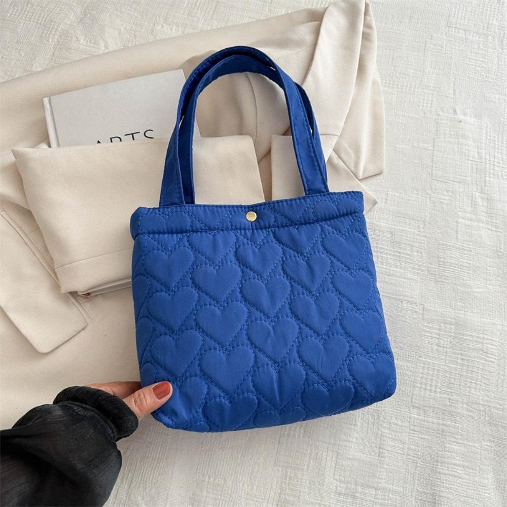 Solid Color Padded Tote Bag Heart Shape Puffer Underarm Bag Casual Cloud Handbag Women