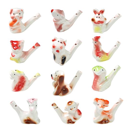 Мини Керамический Свисток Водяная Птичка Милые Животные Китайского Зодиака Шумоиздатель с Подвесным Шнурком Имитирует Пение Птиц Свисток Детская Игрушка для Ванны