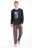 Мужской пижамный комплект больших размеров больших размеров Мужской пижамный комплект больших размеров с принтом и длинными рукавами 2170-B