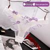 Women's Seamless Lace Embroidered See-Through Thong