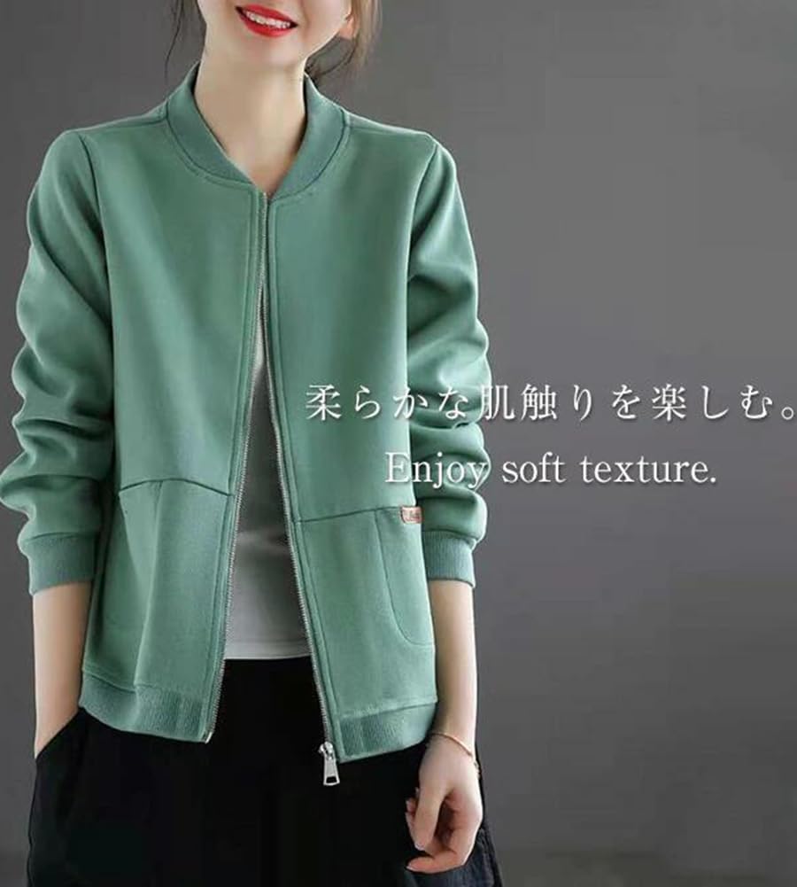 Celetree Long Solid 5 Sizes Women's Zip-Up Sweatshirt, Sleeve, Color, Casual, Fall/Spring, Colors, M-3XL (JP, Alphabet, L, Black)