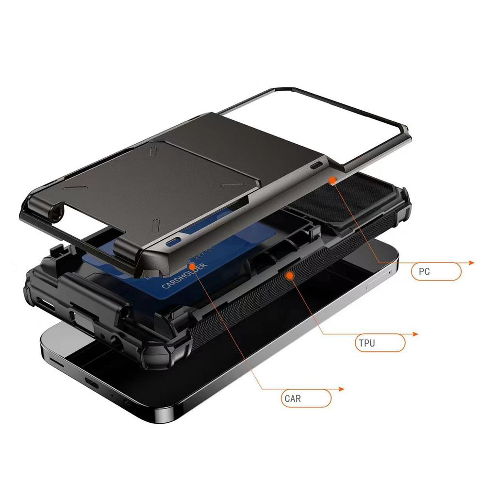 For Samsung Galaxy S23 FE Case PC+TPU Dual Layer Shockproof Cover with Card Holder