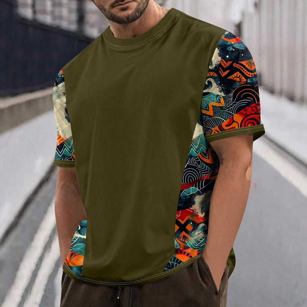 Летняя мужская популярная футболка с круглым вырезом и коротким рукавом с принтом