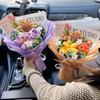 Новый хлопковый крючком цветочный букет подсолнух ручной работы искусственные цветы плетеные искусственные вязаные цветы подарок на День матери