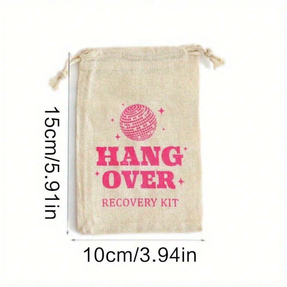 10pcs Hang Over Kit Bags, Bag Linen Recovery Kit Wedding Party Gift Bag HANGOVER KIT Gift Storage Bag Party Drawstring Portable Wrap Bag
