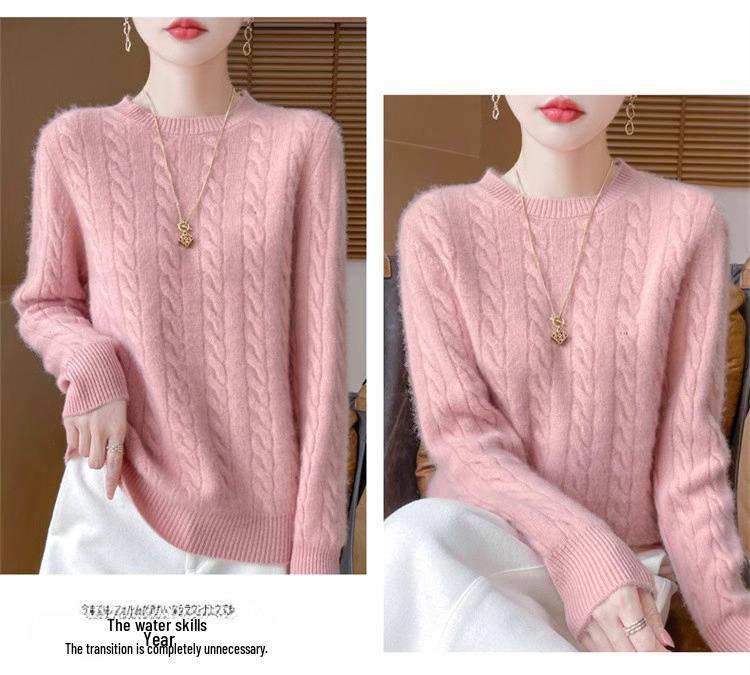 Женский свитер из 100% чистой шерсти, круглый вырез, утолщенный, мягкий пуловер - универсальная мода для осени и зимы