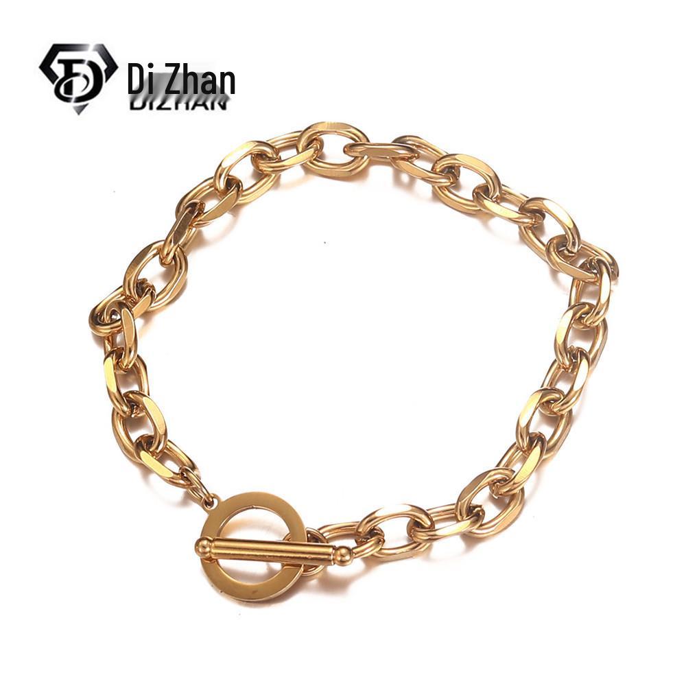 Trendy Stainless Steel Charm Bracelet with OT Buckle