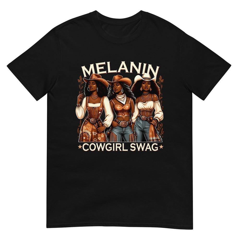 Melanin Cowgirl Swag Three Women Cowboy Hat T-shirt