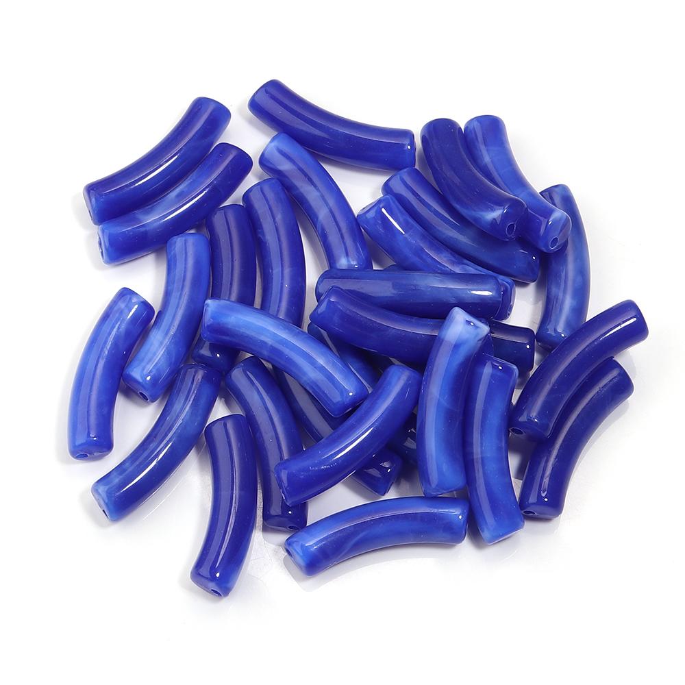 30pcs/lot Acrylic Curved Tube Beads Dual Color Thin Bamboo Shape Loose Spacer Bead For DIY Bracelet Necklace Jewelry Accessories