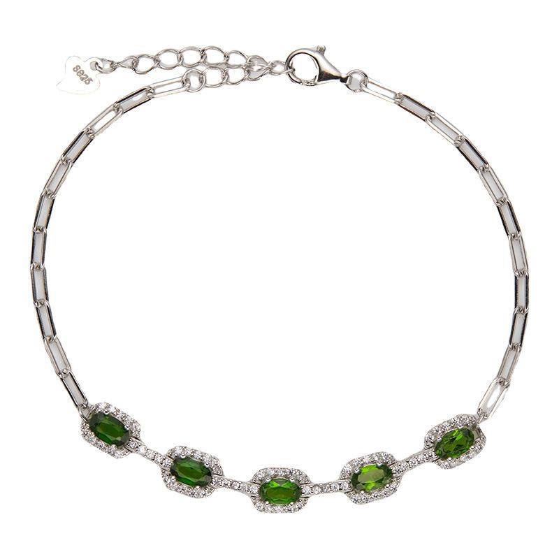 Модный браслет Fashion Treasure Jewelry из стерлингового серебра S925 с натуральными топазом, гранатом, диопсидом для женщин