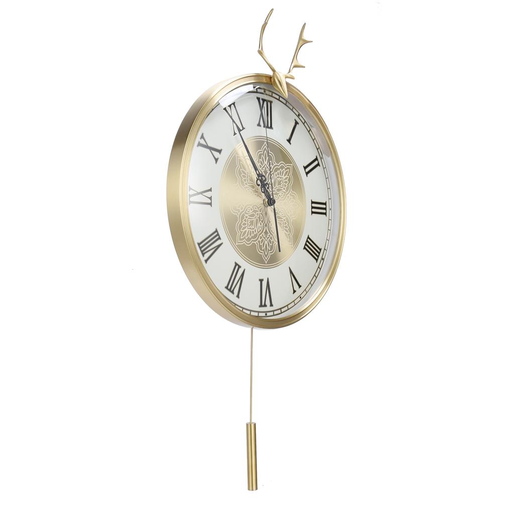 Настенные часы Бесшумные медные европейские часы с маятником из чистой меди для интерьера гостиной