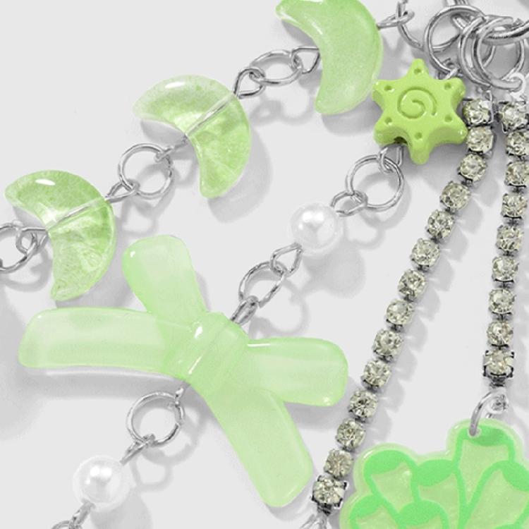 Уникальный брелок-подвеска с луной, звездами и стразами, бантиком. Безопасное украшение-шарм из смолы для сумок, ключей, органайзера