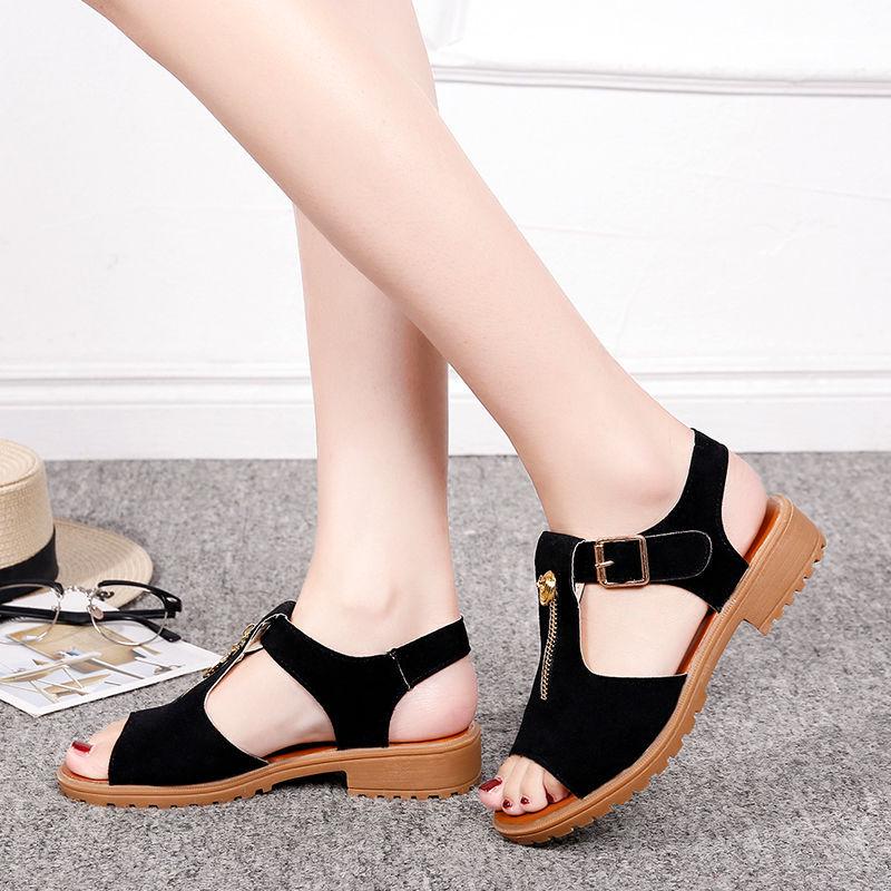 2025 Women's Chunky Heel Summer Sandals: Open Toe, Thick Bottom, Korean Style, Zipper Closure