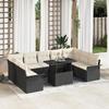 VidaXL 10-Piece Garden Sofa Set with Cushions Black Poly Rattan 3348343