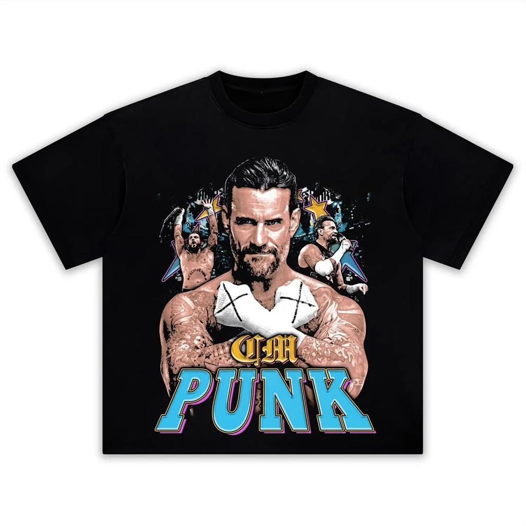 Борцовский CM Punk Графика в винтажном стиле 100% Хлопок Футболка Унисекс 2026 Лето Новая Мода Короткий Рукав Унисекс Футболка Толстовка