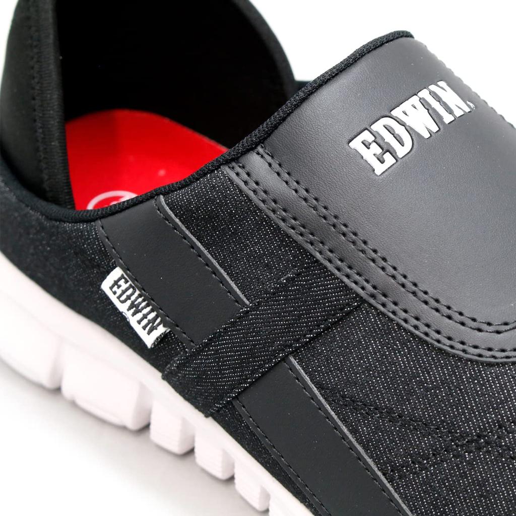 Кроссовки с каблуком Stompable Kickback Ультралегкие кроссовки-сабо из искусственной кожи 3E 4E Цвета EDW1471 ЧЕРНЫЙ [Edwin] Мужские слипоны 26,0 см