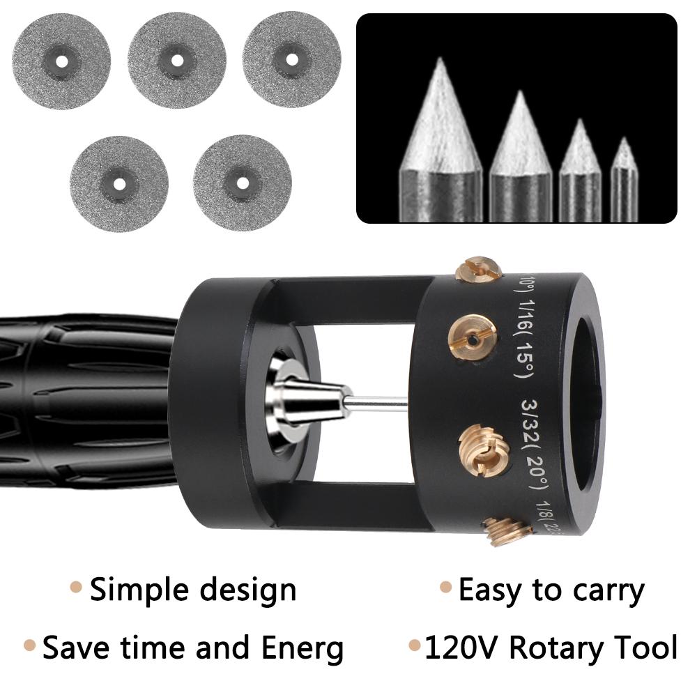 Заточной станок для металлических вольфрамовых электродов, шлифовальная головка, сварочный инструмент TIG с отрезными пазами и алмазными кругами, многоугловой 0,04"-1/8"