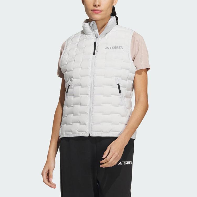 Women's Adidas Down Vests Women's Light Gray Stand Collar Moderate Other
