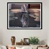 5D Diamond Diy Cross Stitch Cat and Tiger Reflections Home Decoration Painting Background Wall Art W