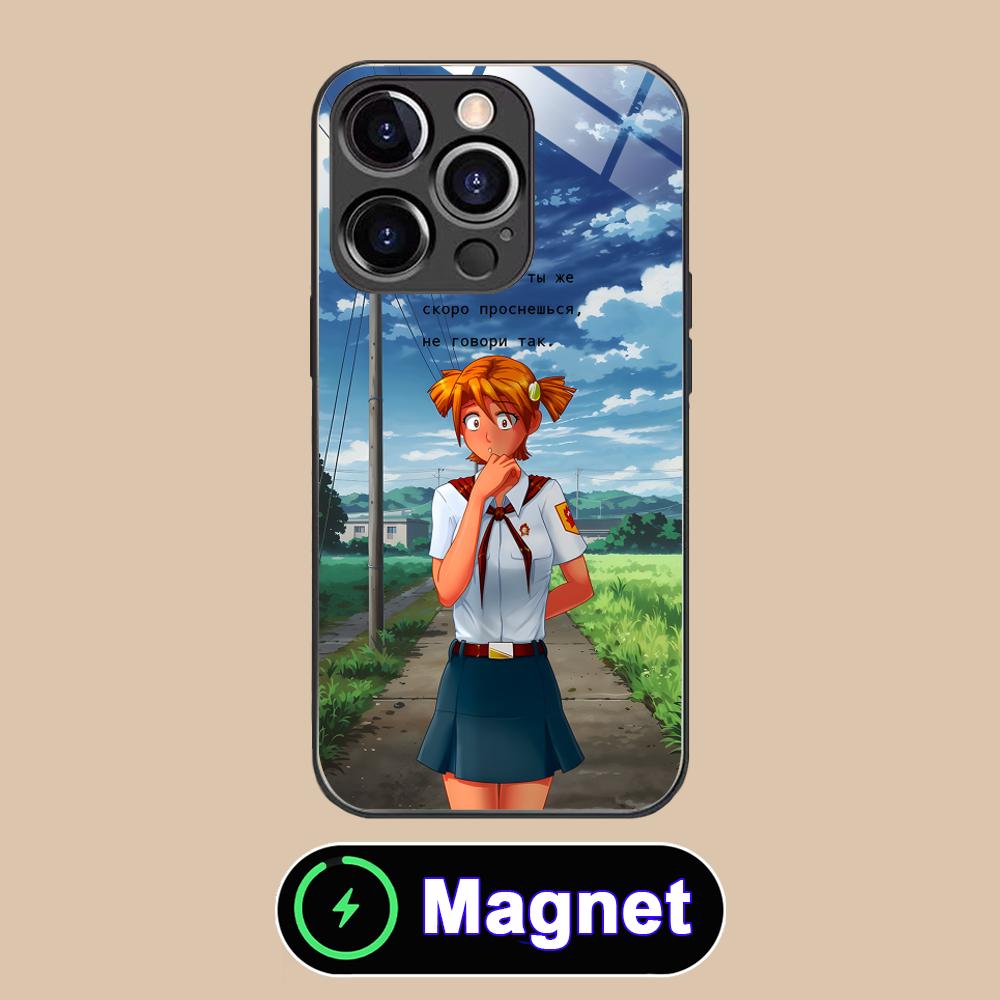 Вечное Лето Алиса Стеклянный Чехол для Телефона MagSafe для iPhone 17 16 15 14 13 12 11 Air Pro Max Plus Mini Цветной Чехол
