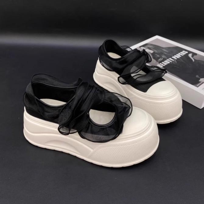 Новое балетное кружево органза сетка одно слово Мэри Джейн ракушка голова белые туфли сумка голова туфли Мэри Джейн